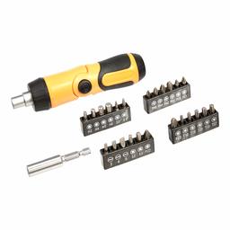 AmazonBasics Ratcheting Screwdriver and Bits Set - 26-Piece (Renewed)