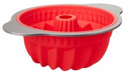 AmazonBasics - Stampo per bundt cake, in silicone, rotondo, 23 cm, rosso