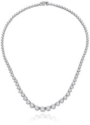 Amazon CollectionPlatinum-Plated Sterling Silver Swarovski Zirconia Round-Cut Graduated Riviera Necklace, 17