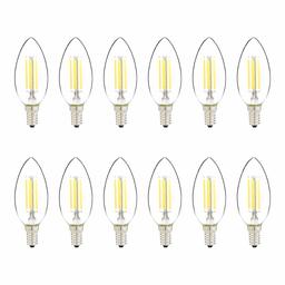 AmazonBasics 60W Equivalent, Clear, Soft White, Dimmable, 15,000 Hour Lifetime, B11 (E12 Candelabra Base) LED Light Bulb | 12-Pack