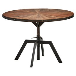 Amazon Brand – Rivet Industrial Wood and Metal Round Dining Kitchen Table, 35.4