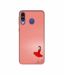 Amazon Brand - Solimo Designer Red Dress Lady 3D Printed Hard Back Case Mobile Cover for Samsung Galaxy M21