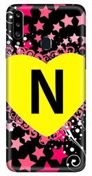 Amazon Brand - Solimo Designer Heart Pattern Alphabet-N 3D Printed Hard Back Case Mobile Cover for Samsung Galaxy A20s