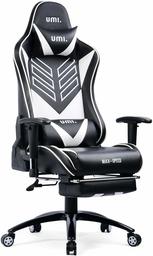 Umi.Essentials Gaming Chair Racing Chair Ergonomic Computer Office Chair With Padded Footrest (Black/White)