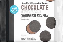 Amazon Brand - Happy Belly Double Filled with Fudge Chocolate Sandwich Crèmes Cookies, 15.25 Ounce