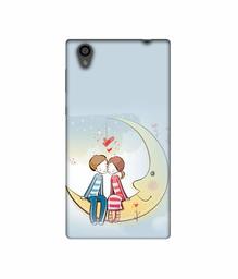 Amazon Brand - Solimo Designer Couple Sitting On Moon 3D Printed Hard Back Case Mobile Cover for Sony Xperia L1