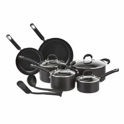 AmazonBasics Hard Anodized Non-Stick 12-Piece Cookware Set, Black - Pots, Pans and Utensils