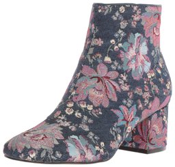 The Fix para Mujer Daniella Botín de Tobillo con tacón de Bloque, Floral Pastel Denim Jacquard Textile, 8 B(M) US