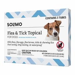 Amazon Brand - Solimo Flea and Tick Topical Treatment for Dogs, For Medium Dogs (23-44 pounds) 3 Doses 11286