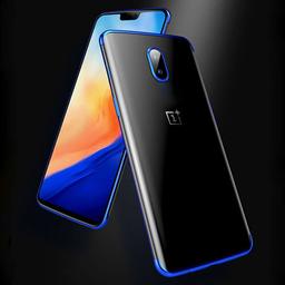 Amazon Brand - Solimo Electroplated Mobile Cover (Soft & Flexible Back case), for OnePlus 7 (Electric Blue)