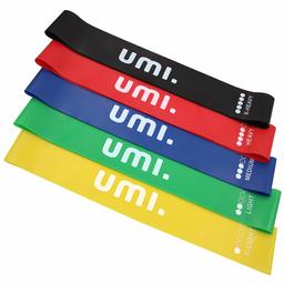 UMI. by Amazon - Resistance Loop Bands [Set of 5] with Instruction Guide and Carry Bag Exercise Bands for Home Gym Yoga Latex Fitness Bands for Women and Men