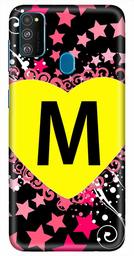 Amazon Brand - Solimo Designer Heart Pattern Alphabet-M 3D Printed Hard Back Case Mobile Cover for Samsung Galaxy M21 / M30s