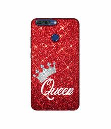 Amazon Brand - Solimo Designer Queen On Red Glitter 3D Printed Hard Back Case Mobile Cover for Huawei Honor 8 Pro