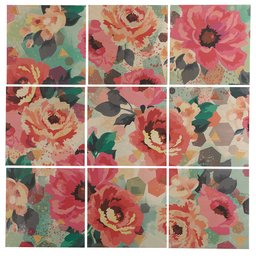 Amazon Brand – Rivet 9-Piece Pastel Floral Art Mural on Wood, 60