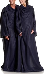 Pike Street Fleece Cuddly Wrap, Navy, Set of 2