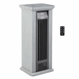 AmazonBasics Infrared Quartz Tower Heater, Grey Wood Grain Finish, 1500W