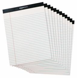 AmazonBasics Legal/Wide Ruled 8-1/2 by 11-3/4 Legal Pad - White (50 Sheets per pad, 12 Pack)