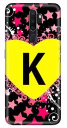 Amazon Brand - Solimo Designer Heart Pattern Alphabet-K 3D Printed Hard Back Case Mobile Cover for Oppo A5 (2020)