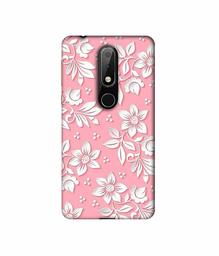 Amazon Brand - Solimo Designer White Flower Pattern 3D Printed Hard Back Case Mobile Cover for Nokia 6.1 Plus