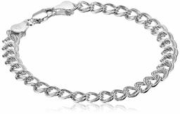 Amazon Essentials Bracelet chaîne à maillons double plaqué argent sterling,Argent sterling,8