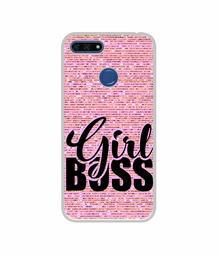 Amazon Brand - Solimo Designer Girl Boss On Pink Sparkle UV Printed Soft Back Case Mobile Cover for Huawei Honor 7A