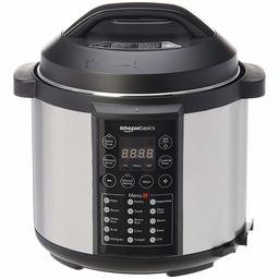 AmazonBasics 23 in 1 Multi-Purpose Electric Steamer, Pressure Cooker, 5.5 Litre, 1000 W, Brushed Stainless Steel, now with Free Recipe Book (UK plug)