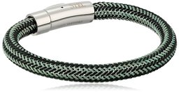 Men's Stainless Steel Black and Aqua Ion-Plated Mesh Bracelet, 9