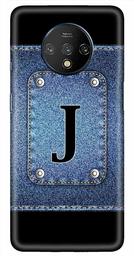 Amazon Brand - Solimo Designer Button Jeans Alphabet-J 3D Printed Hard Back Case Mobile Cover for OnePlus 7T