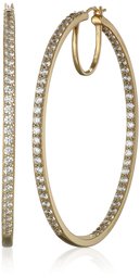 Yellow-Gold-Plated Sterling Silver Swarovski Zirconia 2-Inch round Hoop Earrings (7 cttw)