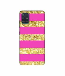 Amazon Brand - Solimo Designer Golden Stripes 3D Printed Hard Back Case Mobile Cover for Samsung Galaxy A51