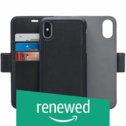 (Renewed) AmazonBasics iPhone X PU Leather Wallet Detachable Mobile Cover, Black