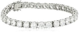 Amazon CollectionPlatinum or Gold-Plated Sterling Silver Round-Cut Swarovski Zirconia Tennis Bracelet, 7Â¼