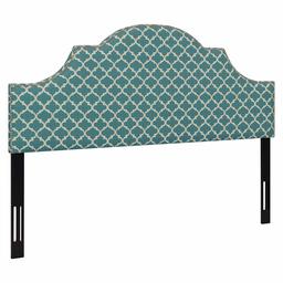 Amazon Brand – Ravenna Home Trellis Pattern Upholstered Headboard - King, 77.6 Inch, Blue and Cream