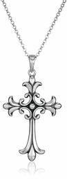 Sterling Silver Oxidized Celtic Cross Pendant Necklace, 18