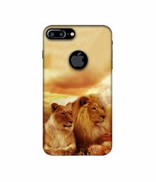 Amazon Brand - Solimo Designer Lion with Lioness 3D Printed Hard Back Case Mobile Cover for Apple iPhone 7 Plus (Logo Cut)