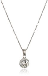 Sterling Silver Swarovski Crystal Halo Pendant Necklace, 18