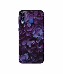 Amazon Brand - Solimo Designer Purple Flowers 3D Printed Hard Back Case Mobile Cover for Samsung Galaxy M21