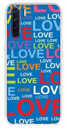 Amazon Brand - Solimo Designer Multicolor Typography Love Blue Pattern Design Printed Soft Back Case Mobile Cover for Oppo F15