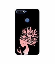 Amazon Brand - Solimo Designer Pink Color Lady Vector 3D Printed Hard Back Case Mobile Cover for Huawei Honor 7A