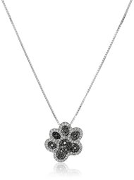 Collier en argent sterling avec pendentif patte de chien en diamant noir et blanc (1/10 carat), 45,7 cm