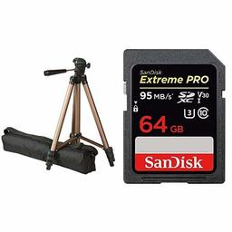 AmazonBasics 50-Inch Lightweight Tripod with Bag and SanDisk Extreme Pro 64GB SD