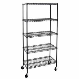 AmazonCommercial Heavy-Duty 5-Tier Steel Wire Shelving with Optional Wheels, NSF Certified, 36