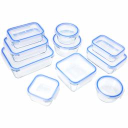 AmazonBasics - Glass container for food, with lid, 10-piece set