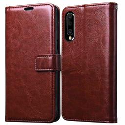 Amazon Brand - Solimo Flip Leather Mobile Cover (Soft & Flexible Back case) for Samsung Galaxy A50s (Brown)