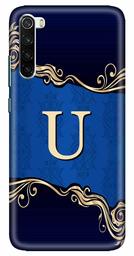 Amazon Brand - Solimo Designer Blue Pattern Alphabet-U 3D Printed Hard Back Case Mobile Cover for Xiaomi Redmi Note 8