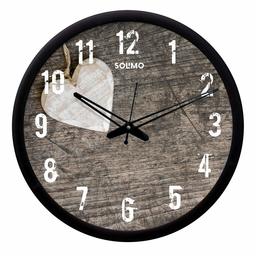 Amazon Brand - Solimo 12-inch Wall Clock - White Heart (Silent Movement, Black Frame)