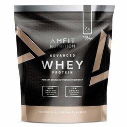 Marca Amazon - Amfit Nutrition Proteína Whey de suero de leche sabor Cookies & Cream, 64 porciones, 1980 g