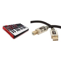 AKAI professional MPK Mini MKII Compact 25 Key USB MIDI Keyboard and Pad Controller with Anschlagdynamischen Pads, MPC Essentials (Soni Vox Wobble Hybrid 3 + AmazonBasics Screened USB 2.0 Cable A Male to B Male, with Illuminated Plugs 1.8 m (Bundle)