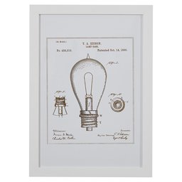 Black and White Print of 1891 Bulb in White Frame, 15