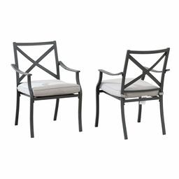 Amazon Brand - Ravenna Home Archer Steel-Framed Outdoor Patio Dining Chairs, Set of 2, 35